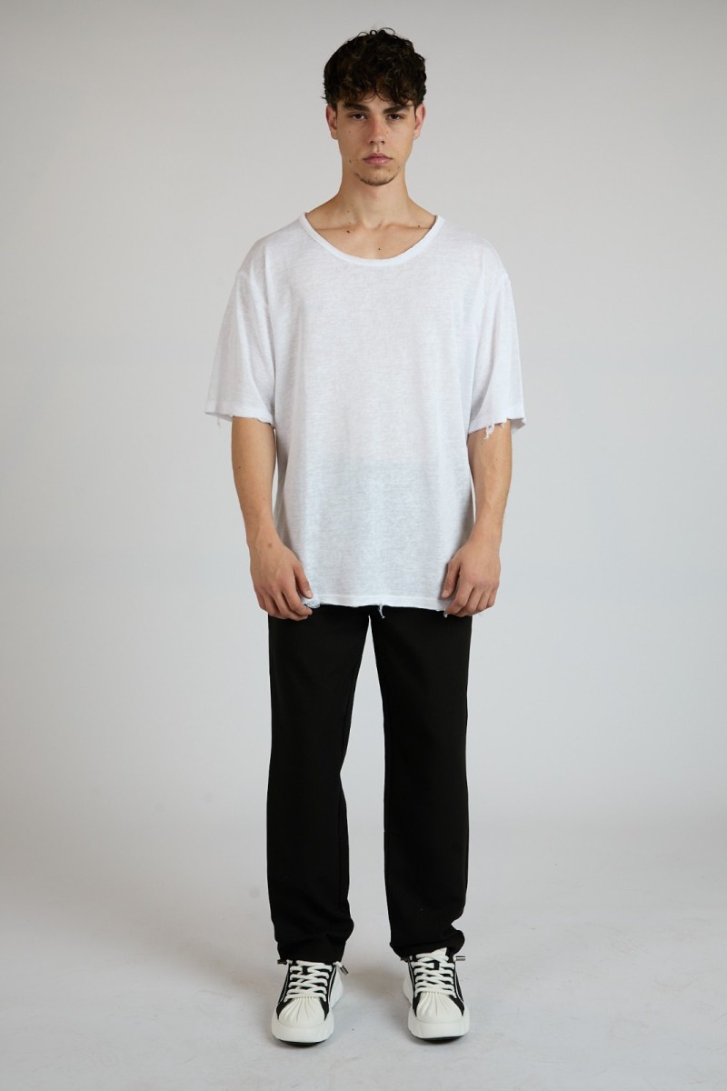 טישרט פשתן צווארון פתוח S26