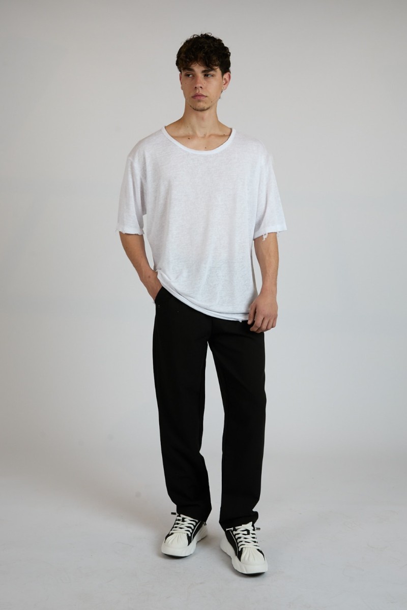 טישרט פשתן צווארון פתוח S26